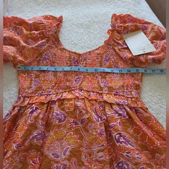 Doe & Rae Orange Smocked Mini Dress - Picture 8 of 10
